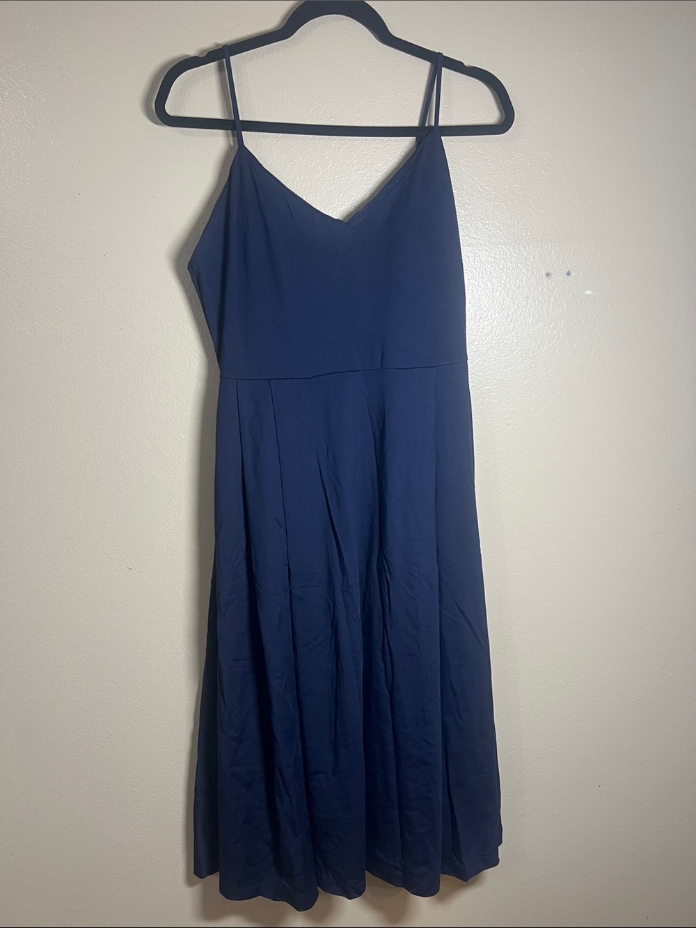 OGL Navy V-Neck Spaghetti Strap Midi Dress